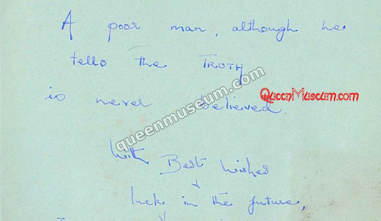 Young Freddie Mercury handwritten note India 1960's