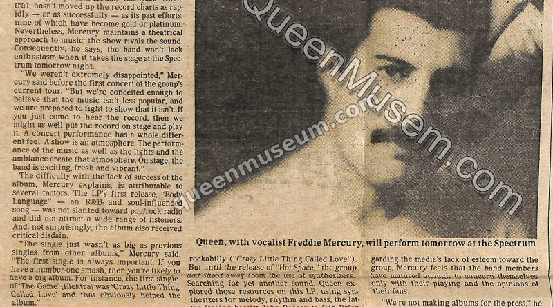 Queen concert review Philadelphia 1982