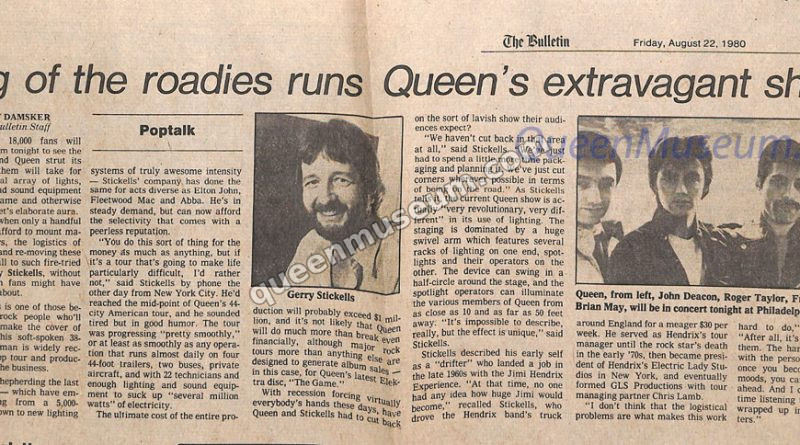 Queen Gerry Stickells interview 1980