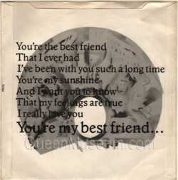 You're My Best Friend UK In house promo sleeve - Back- 